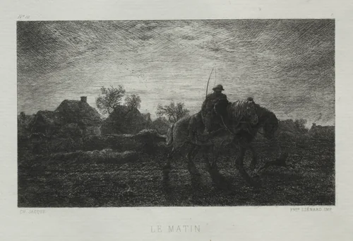 The Morning by Charles-Émile Jacque, print, 1864