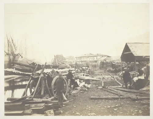 Landing Place, Railway Stores, Balaklava by Roger Fenton, photograph, 1855