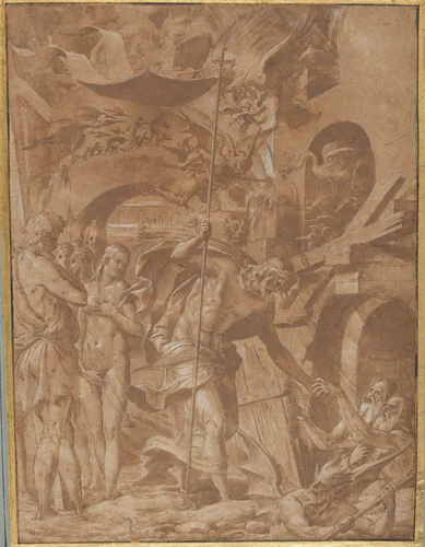 Christ in Limbo by Luca Penni, drawing, 1542-1552