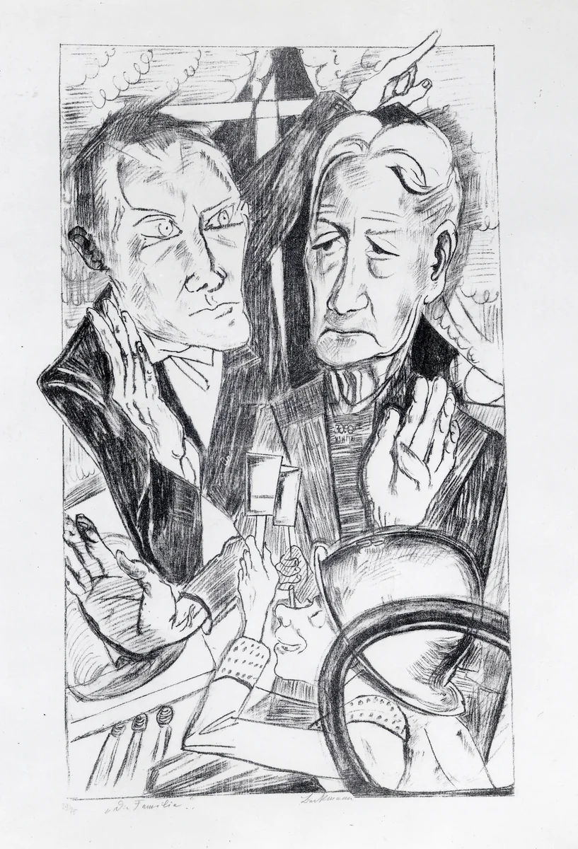 The Family (plate 11) [Die Familie (Blatt 11)] from Hell (Die Hölle) by Max Beckmann, print, 1919