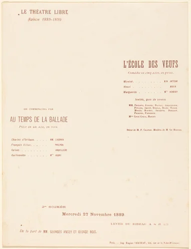 L'École des veufs; Au Temps de la ballade by Alexandre Charpentier, print, 1889