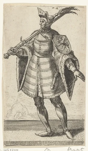 Portret van Arnulf, graaf van Holland by Adriaen Matham, print, 1620