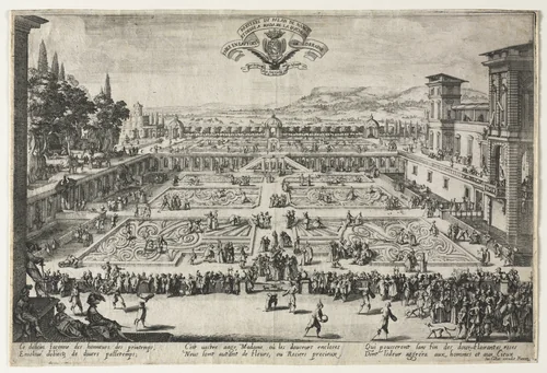 The Palace Gardens at Nancy by Jacques Callot, print, 1625