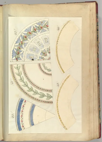 Five Designs for Decorated Plates by Alfred Forrester, drawing, 1845-1855