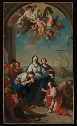 The Departure of Saints Paula and Eustochium for the Holy Land by Giuseppe Bottani, painting, 1737-1785