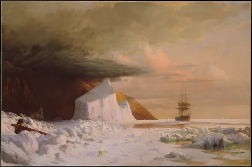An Arctic Summer: Boring Through the Pack in Melville Bay by William Bradford, artwork, 1871