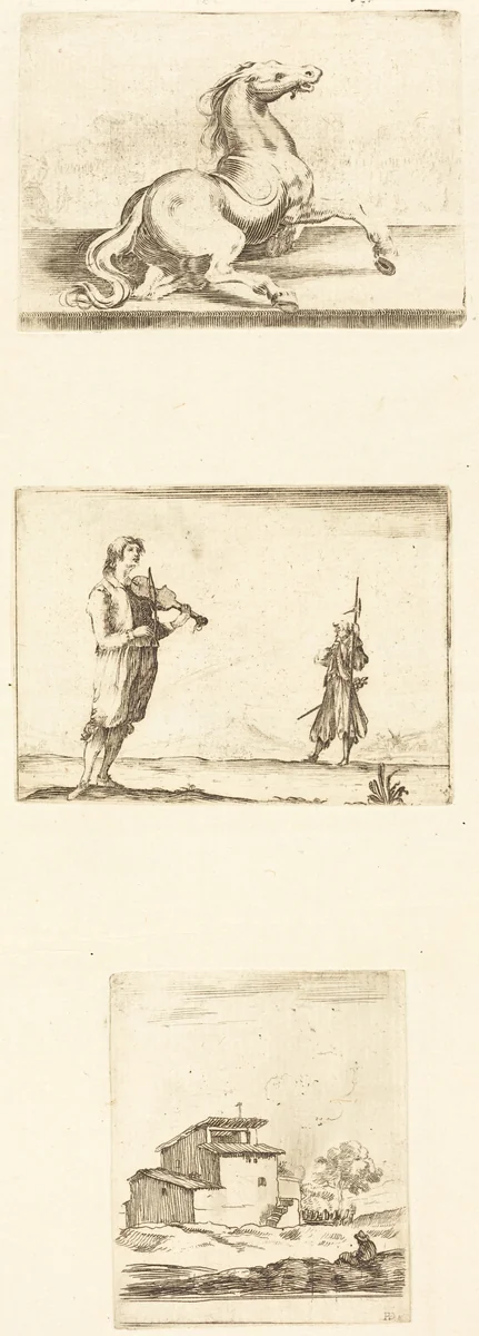 Sheet of Etchings by Jacques Callot, print, 1600-1699