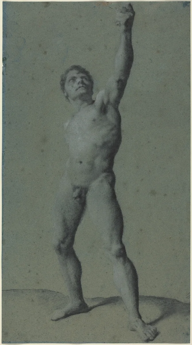 Male Nude Study by Pierre-Paul Prud'hon, drawing, 1758-1823