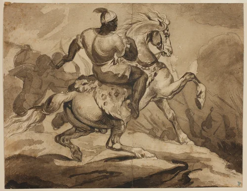 Haitian Horseman (Scene from the "French Colonial Wars") by Jean Louis André Théodore Géricault, drawing, 1823