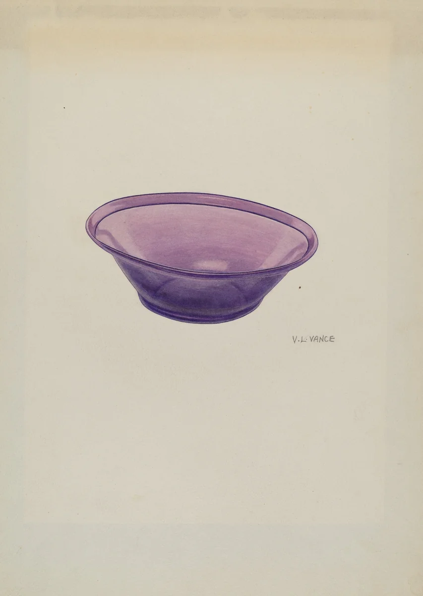 Amethyst Glass Bowl by V.L. Vance, index of american design, 1940