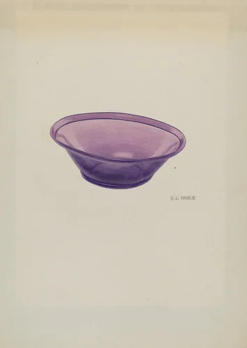 Amethyst Glass Bowl by V.L. Vance, index of american design, 1940