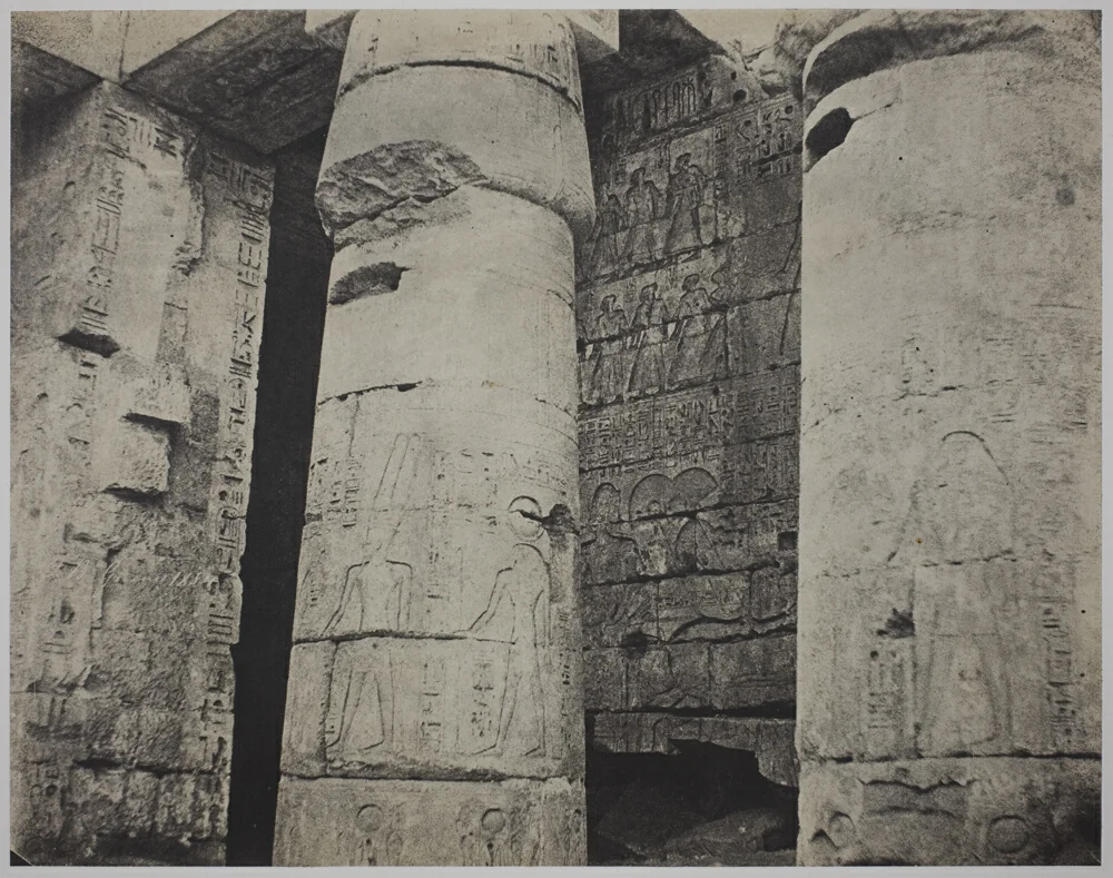 Medinet Habu, Mortuary Temple of Ramses III, Left Wall (Médinet-Habou, Temple funéraire de Ramsès III, paroi gauche by John Beasly Greene, photograph, 1854
