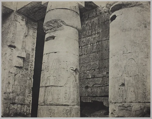 Medinet Habu, Mortuary Temple of Ramses III, Left Wall (Médinet-Habou, Temple funéraire de Ramsès III, paroi gauche by John Beasly Greene, photograph, 1854