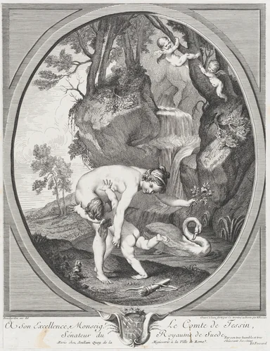 Venus Catching Love or Venus Flogging Love by Anne Claude Philippe de Tubières, print, 1736-1746