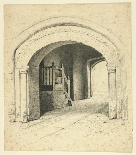 Archway Leading to Grammar School, Bristol by Henry Stacy Marks, drawing, 1844-1898