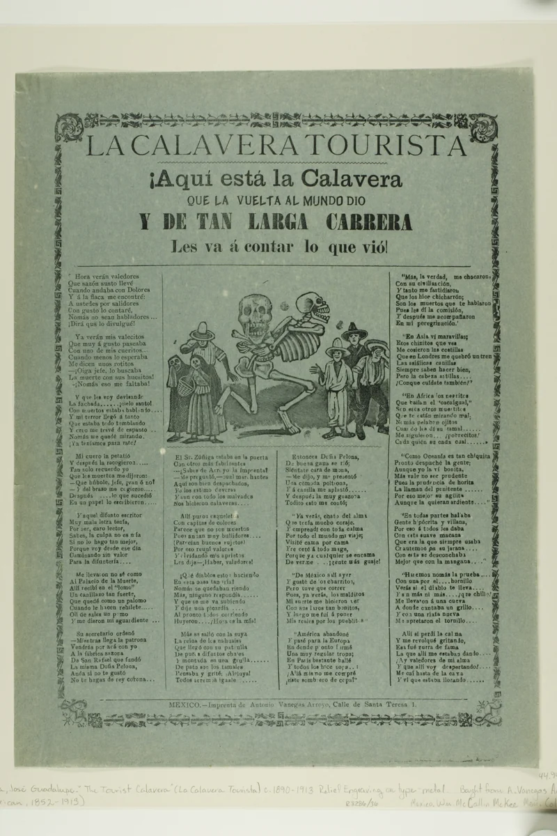 The Tourist Calavera by José Guadalupe Posada, print, 1871-1913