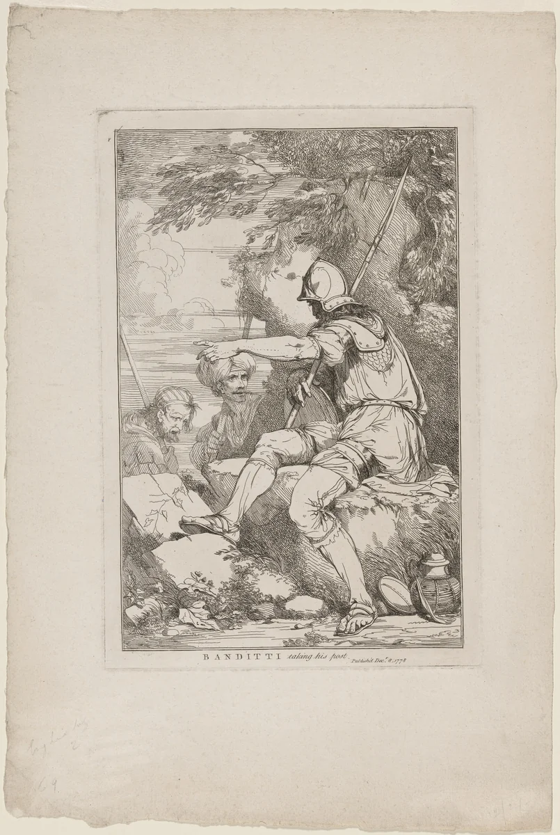 Banditti Taking His Post by John Hamilton Mortimer, print, 1778