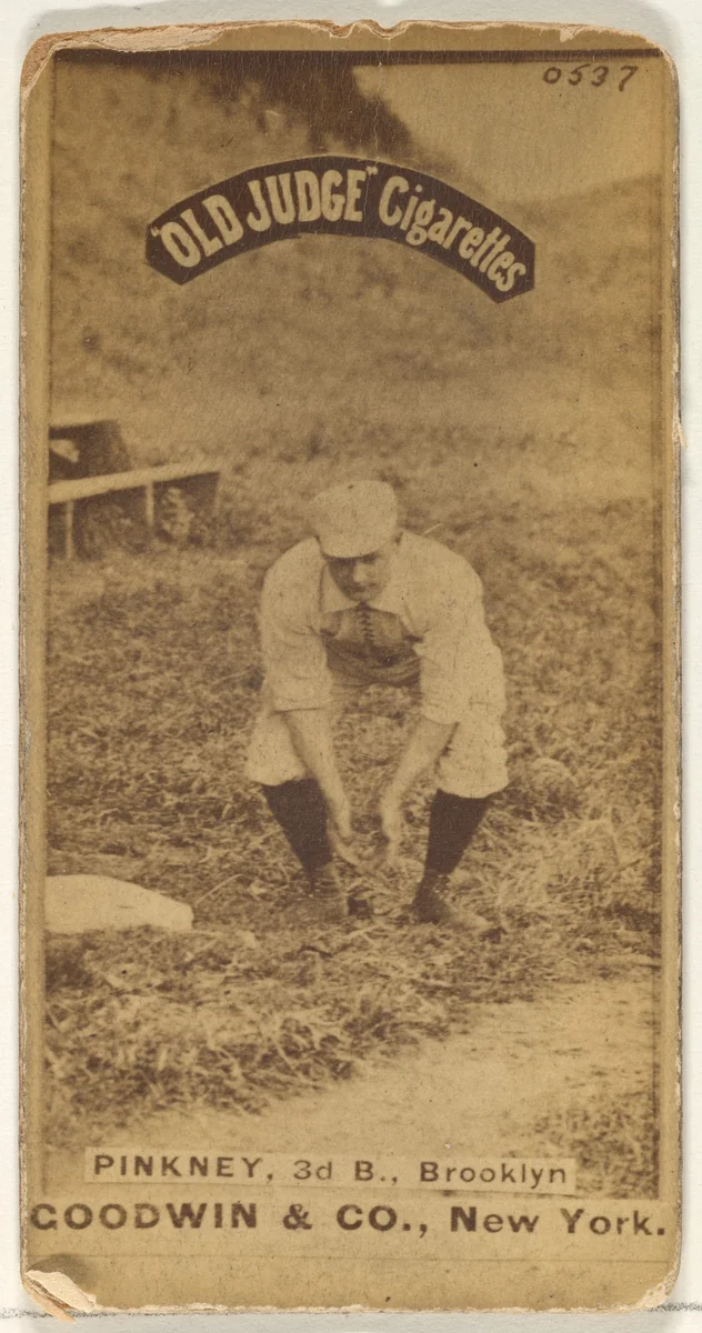 Pinkney, 3rd Base, Brooklyn, from the Old Judge series (N172) for Old Judge Cigarettes by Goodwin & Company, photograph, 1887-1890