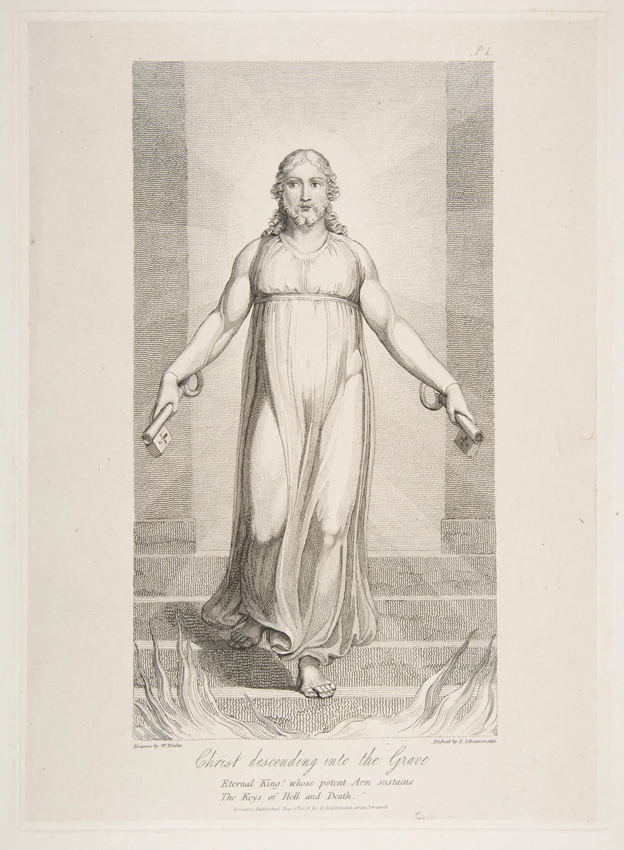 Christ Descending into the Grave, from "The Grave," a Poem by Robert Blair by William Blake, print, 1813