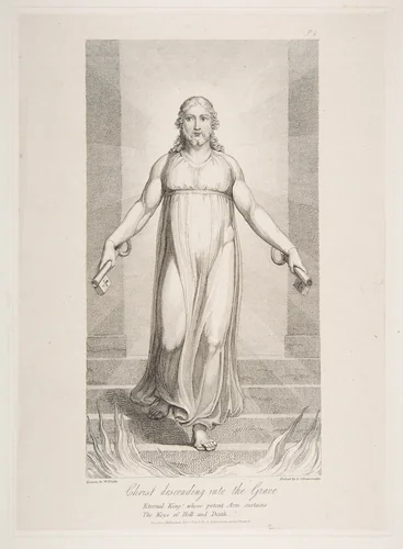 Christ Descending into the Grave, from "The Grave," a Poem by Robert Blair by William Blake, print, 1813
