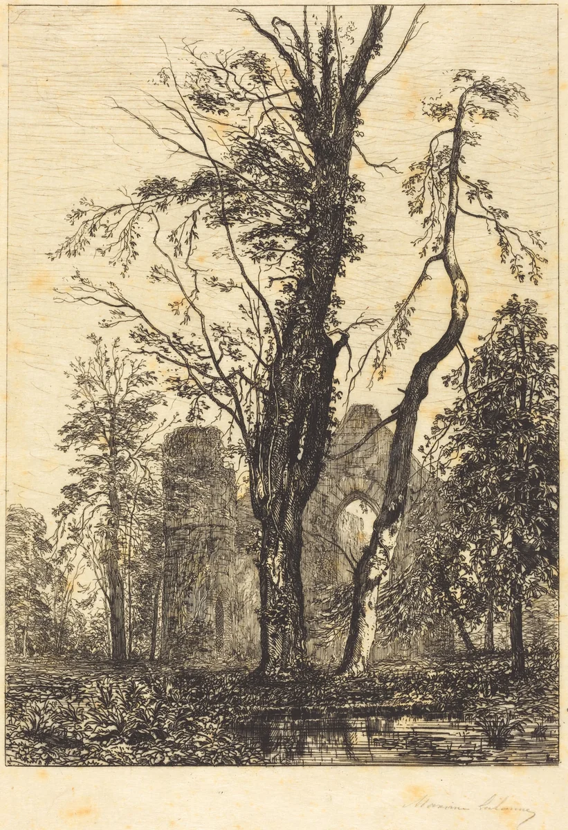 Dans un parc by Maxime Lalanne, print, 1827-1886
