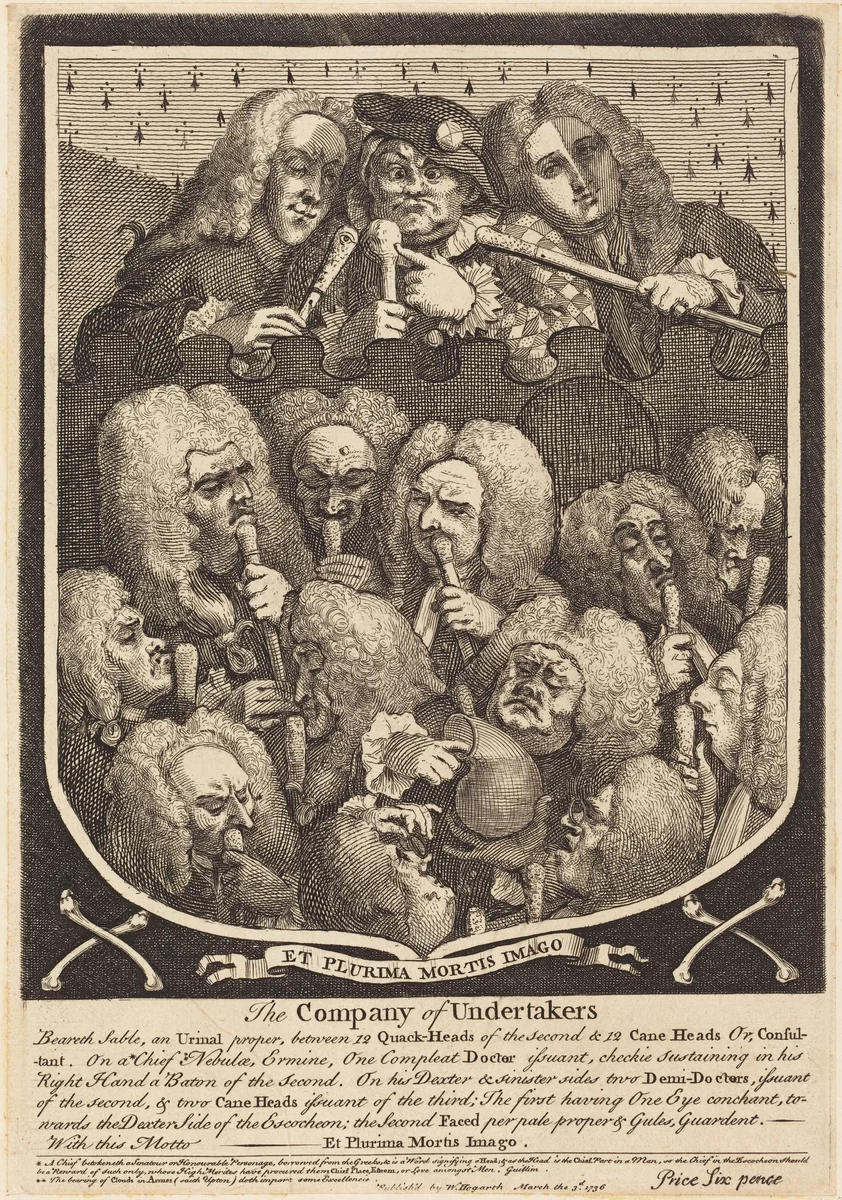 The Company of Undertakers by William Hogarth, print, 1736-1737