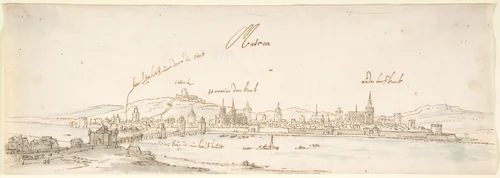 View of Mâcon Seen from the East by Jan Peeters, drawing, 1644-1677