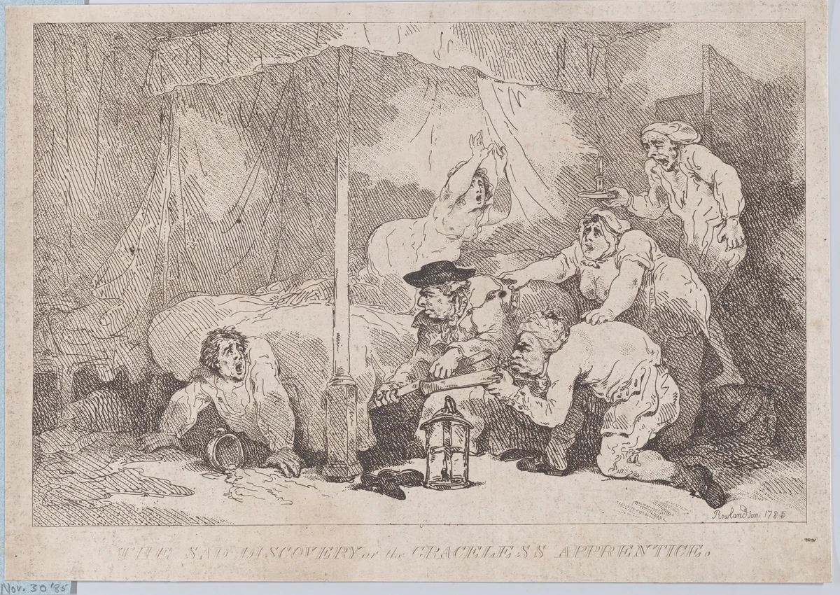 The Sad Discovery of the Graceless Apprentice by Thomas Rowlandson, print, 1785