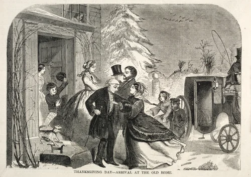 Thanksgiving Day - Arrival at the Old Home by Winslow Homer, print, 1858