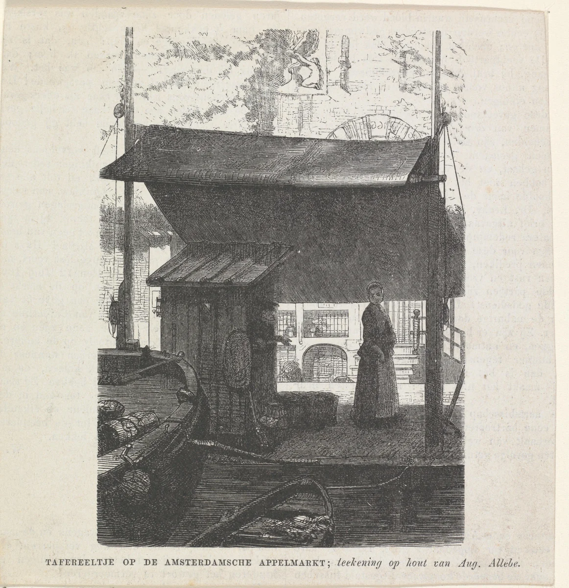Tafereeltje op de Amsterdamsche Appelmarkt by anonymous, print, 1848-1927
