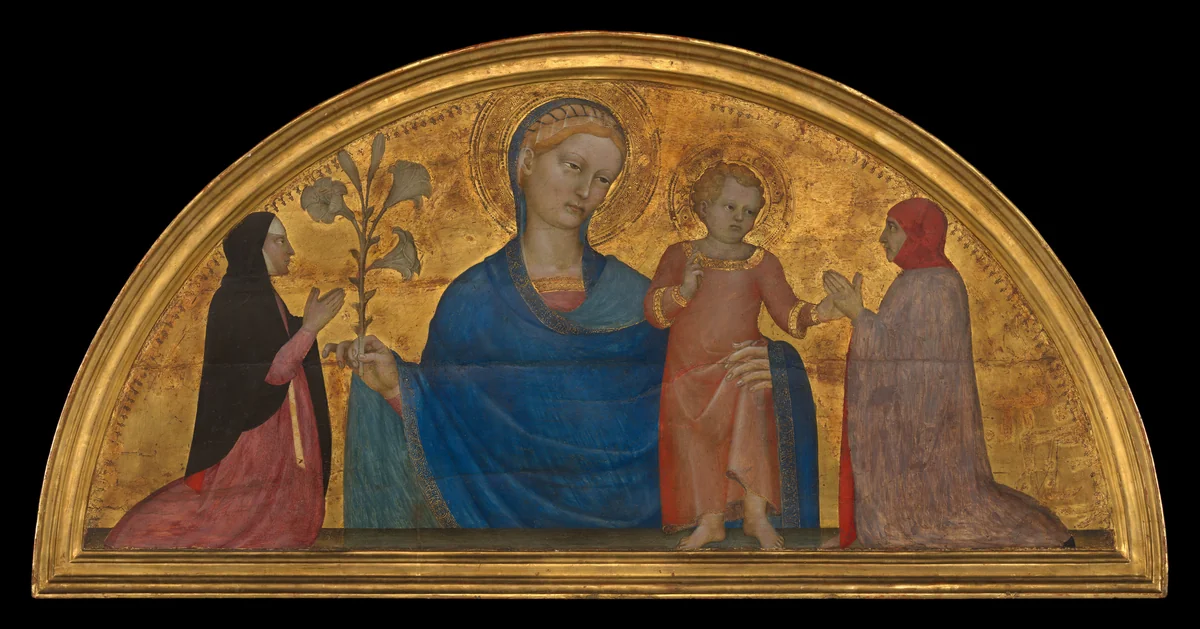 Madonna and Child with Donors by Giovanni da Milano, painting, 1360-1370