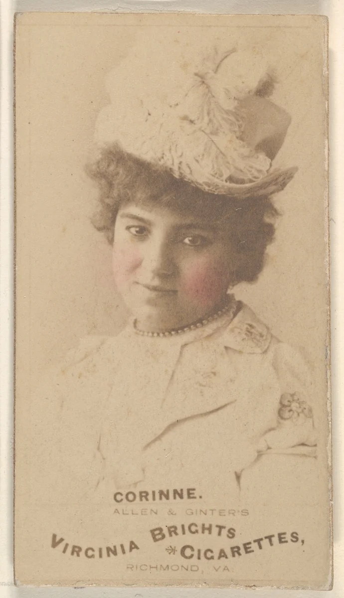 Corinne, from the Actors and Actresses series (N45, Type 1) for Virginia Brights Cigarettes by Allen & Ginter, photograph, 1885-1891