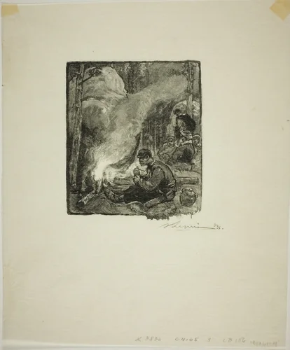 Woodcutters' Meal by Louis Auguste Lepère, print, 1887