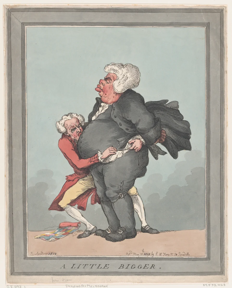 A Little Bigger by Thomas Rowlandson, print, 1819