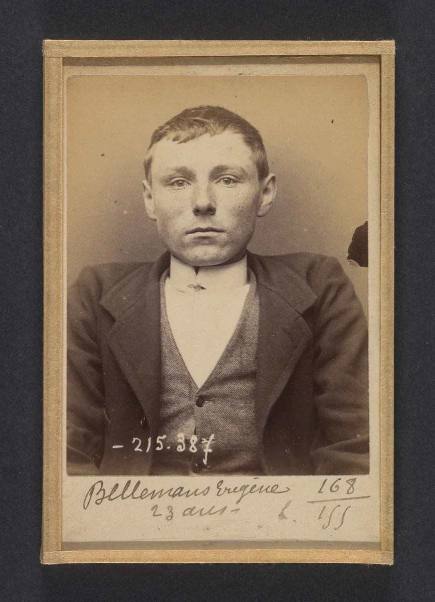 Bellemans. Eugène (ou Michel). 23 ans, né à Gand (Belgique). Tailleur d'habits. Anarchiste. 9/3/94. by Alphonse Bertillon, photograph, 1894