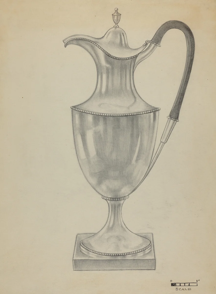 Silver Hot Water Pot by Herbert Russin, index of american design, 1936