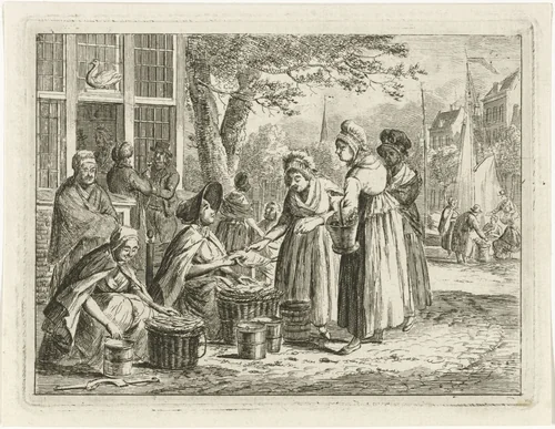 Visverkoopsters by Christiaan Meijer, print, 1803-1808