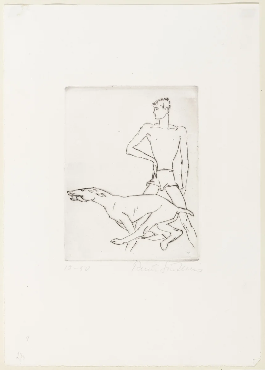 Boy with Dog (Junge mit Hund) by Renée Sintenis, print, 1923