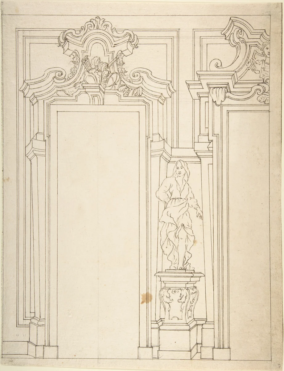 Design for the Elevation of a Wall Interior by anonymous, drawing, 1700-1780