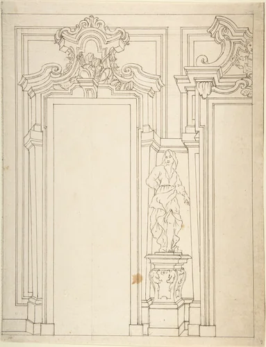 Design for the Elevation of a Wall Interior by anonymous, drawing, 1700-1780