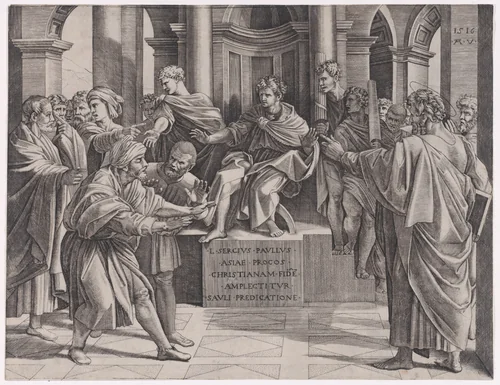 The Blinding of Elymas by Agostino Veneziano, print, 1511-1521