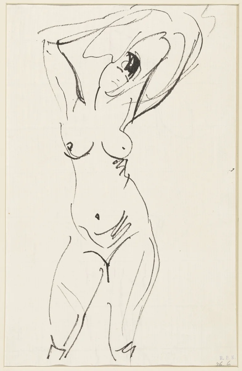 Standing Female Nude by Rik Wouters, drawing, 1892-1916