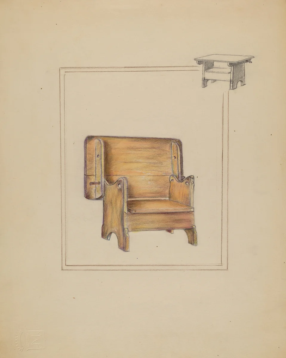 Table (Bench or Chair Combination) by Bertha Stefano, index of american design, 1935-1942