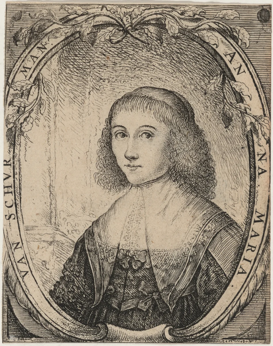Anna Maria van Schurman by Paulus Lesire, print, 1643