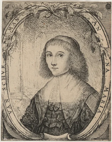 Anna Maria van Schurman by Paulus Lesire, print, 1643