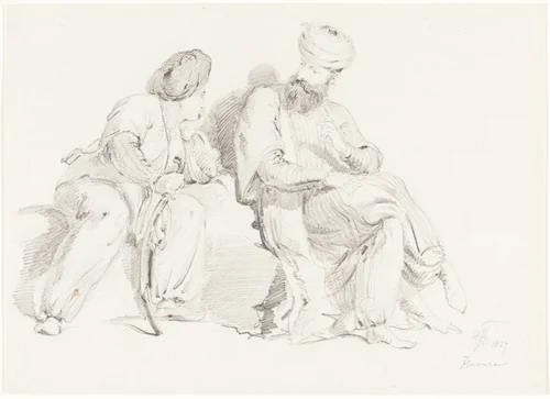 Two Men in Oriental Dress by George Hayter, drawing, 1792-1871