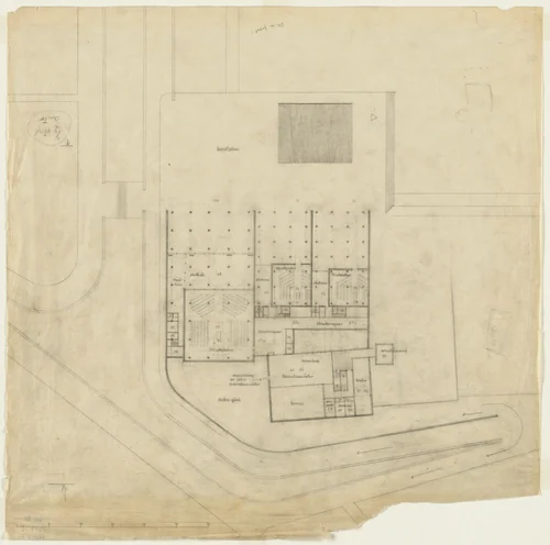 Woodland Crematorium, Stockholm, Sweden, First version: ground floor plan by Erik Gunnar Asplund, architecture