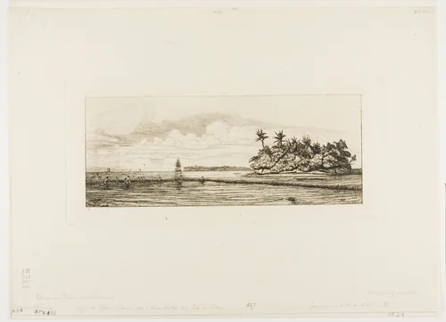 Oceania: Fishing, Near Islands with Palms in the Uea or Wallis Group, 1845 by Charles Meryon, print, 1863