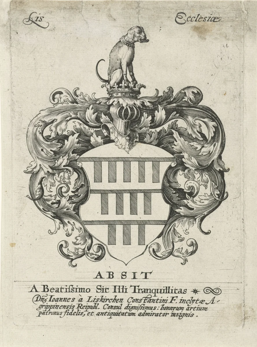 Wapenschild van Johann Lyskirchen by Crispijn van de Passe, print, 1601
