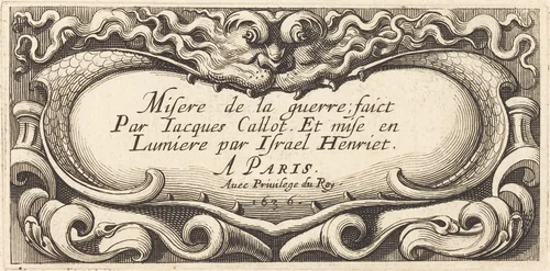 Title Page for Callot's "The Small Miseries of War" by Abraham Bosse, print, 1636